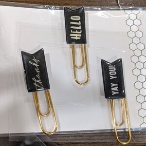 Black and Gold Decorative Paper Clips - Set of 3